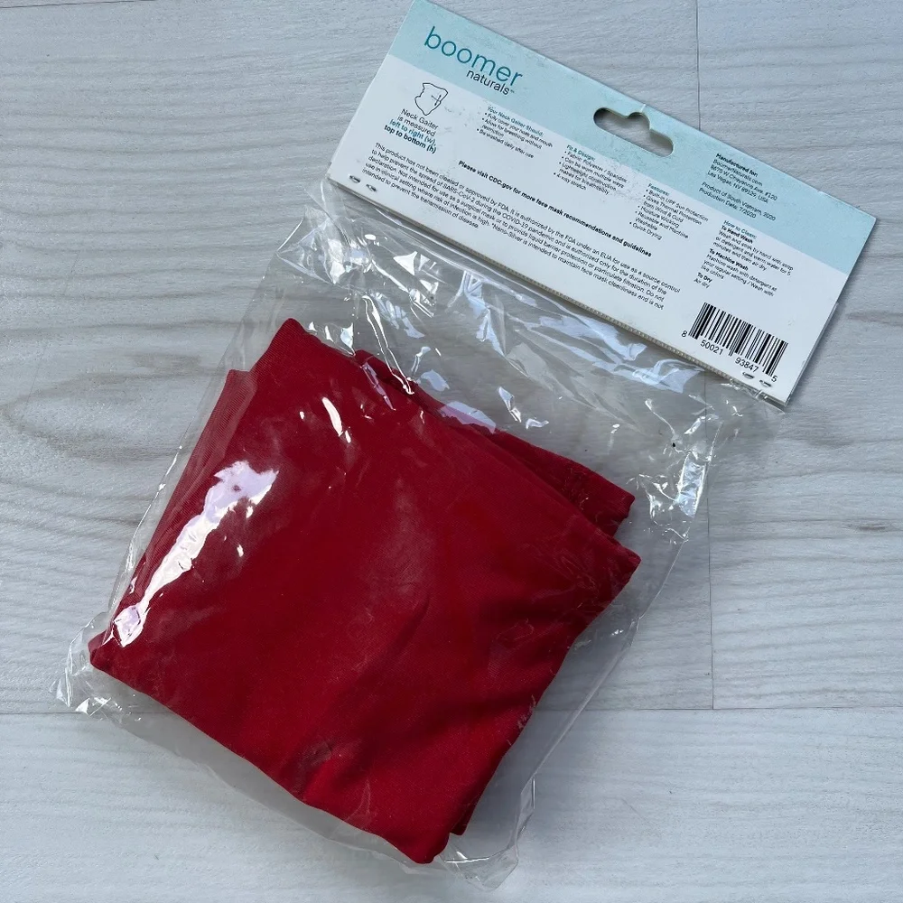 BRAND NEW Boomer Naturals Unisex Red Solid Neck Gaiter Size S/M 9